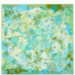 Silk shawl with Parfume Green print