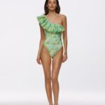 Asymmetrical one-piece swimsuit Parfume Green