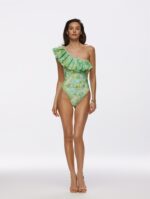 Asymmetrical one-piece swimsuit Parfume Green