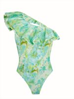 Asymmetrical one-piece swimsuit Parfume Green - Image 2