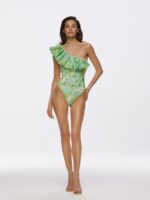 Asymmetrical one-piece swimsuit Parfume Green - Image 3
