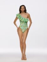 Asymmetrical one-piece swimsuit Parfume Green - Image 4